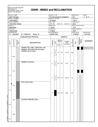 Ohio Department of Natural Resources - Mines and Reclamation gINT Template