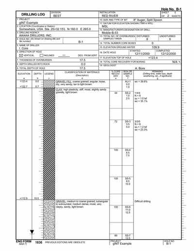 U.S. Army Corps of Engineers (ACE) gINT Boring Log Template